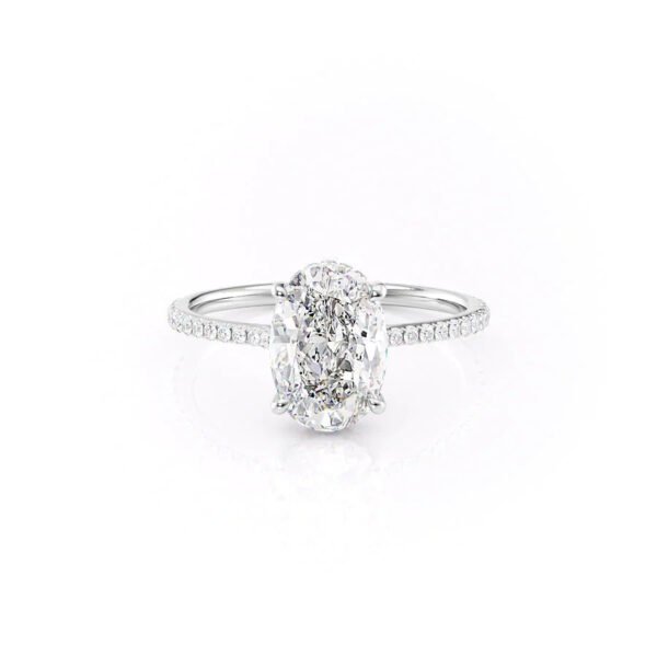 2.0 CT Oval Moissanite Hidden Halo Engagement Ring - Image 4
