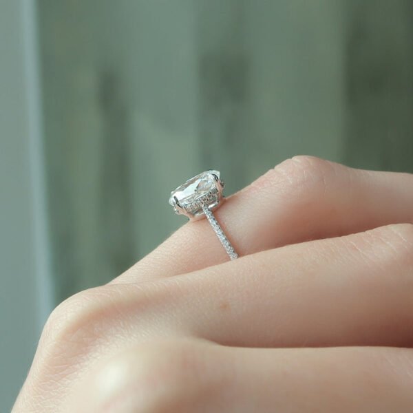 2.0 CT Oval Moissanite Hidden Halo Engagement Ring - Image 3