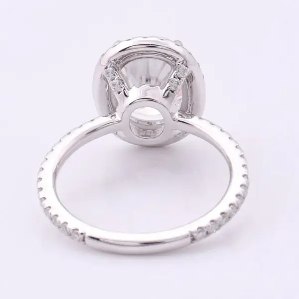 3ct Oval Moissanite With Halo and Pavé Band - Image 2