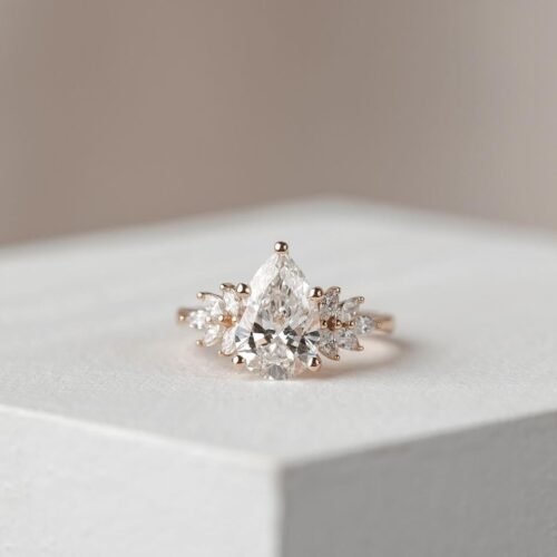 1.5ct Pear Cluster Engagement Ring