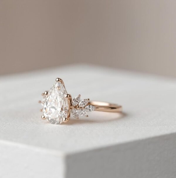 1.5ct Pear Cluster Engagement Ring - Image 2