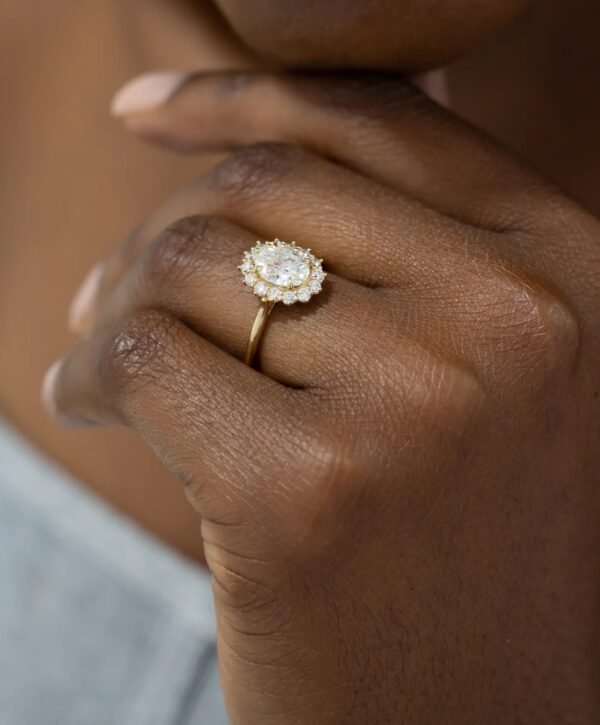 2ct Oval Moissanite with Halo - Image 3