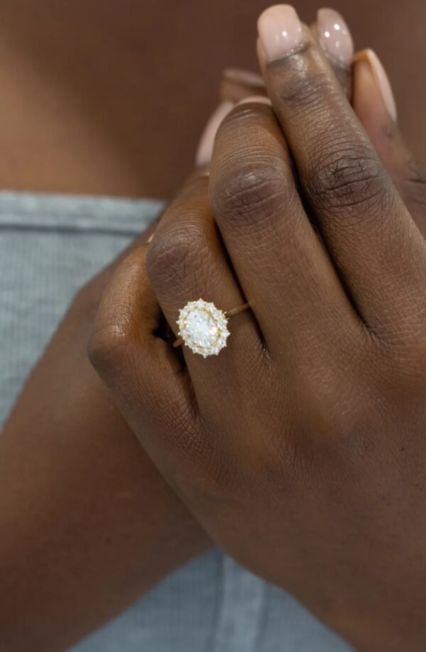 2ct Oval Moissanite with Halo - Image 2