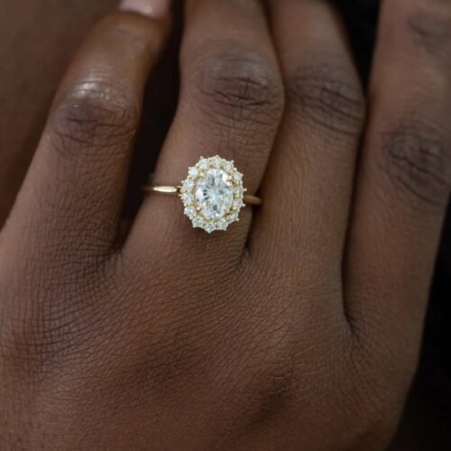 2ct Oval Moissanite with Halo
