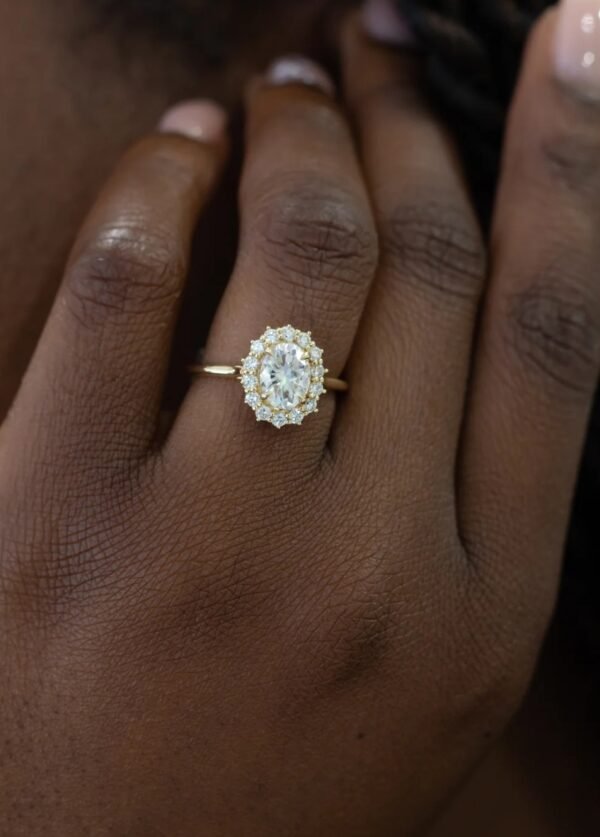 2ct Oval Moissanite with Halo