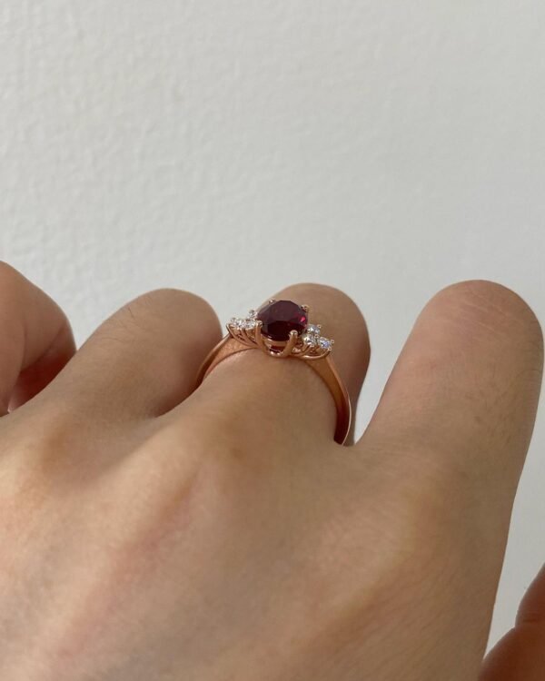 2ct Oval Lab Ruby Gemstone with Accent Moissanite stones - Image 3