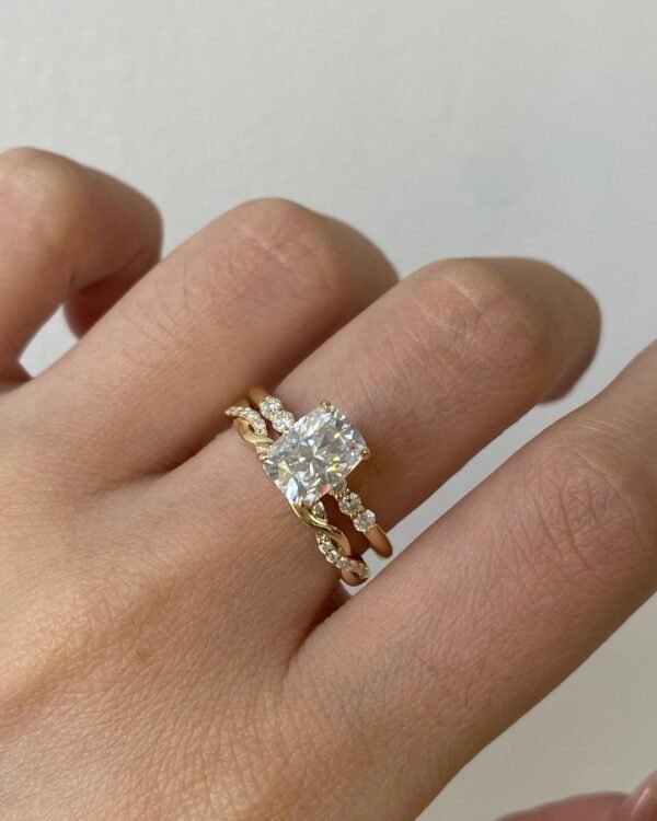 3ct Cushion Moissanite Bridal Ring Set