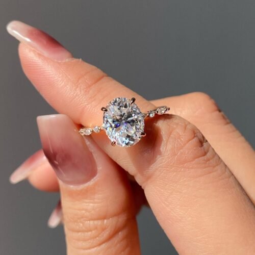 2ct Oval Moissanite with Accent stones