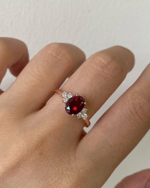 2ct Oval Lab Ruby Gemstone with Accent Moissanite stones