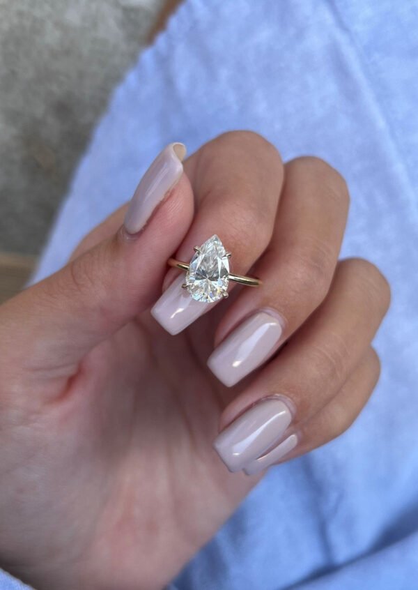 2.5ct Pear Moissanite Solitaire Engagement Ring