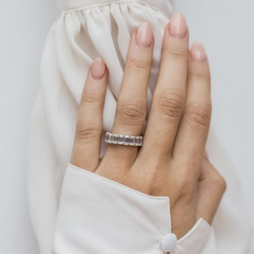 Emerald Moissanite Full Eternity Band