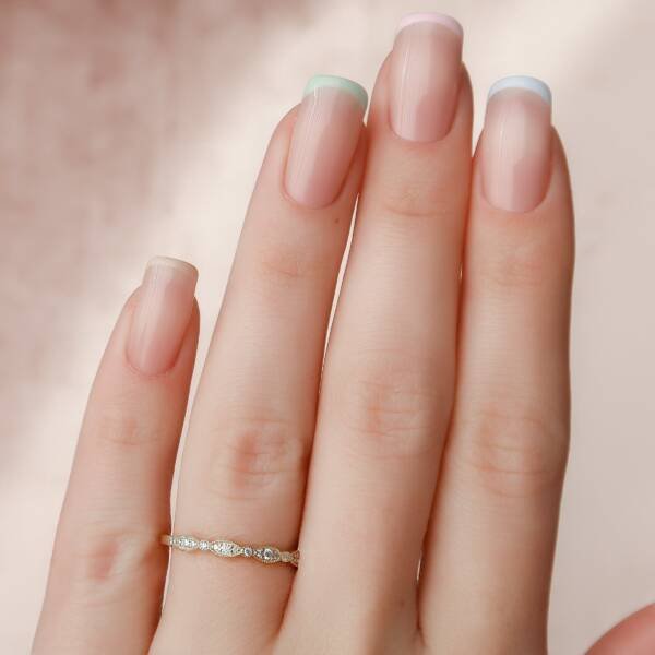 Art Deco Half Eternity Wedding Band - Image 3