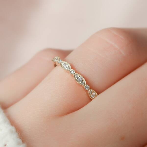 Art Deco Half Eternity Wedding Band - Image 4