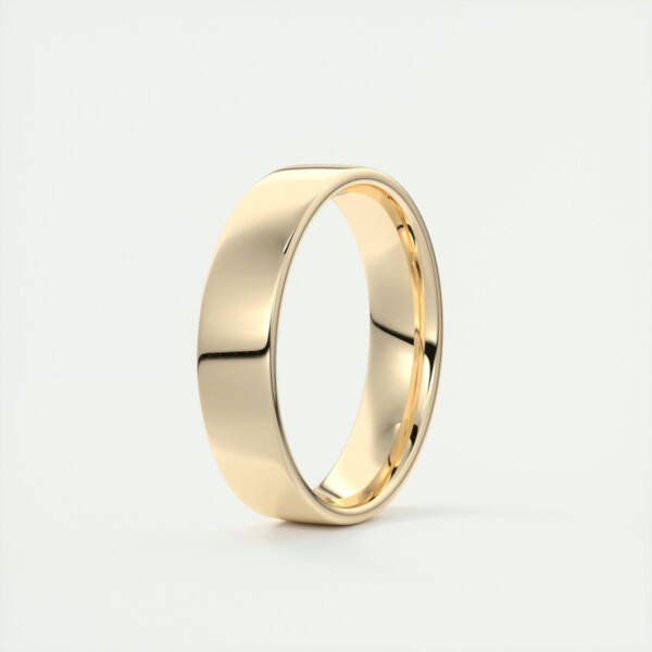 5mm Polished Finish Regular Yellow Gold Men's Band - Image 3
