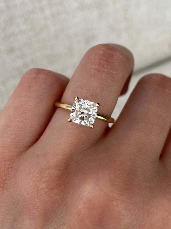 2.5ct Cushion Moissanite With Hidden Halo