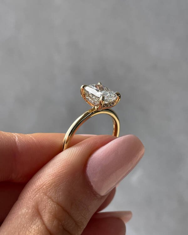 2.5ct Elongated Cushion Moissanite With Hidden Halo - Image 2
