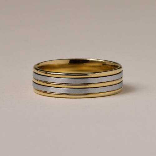 6.5mm Double Bridge 2-toned Mens Wedding Band