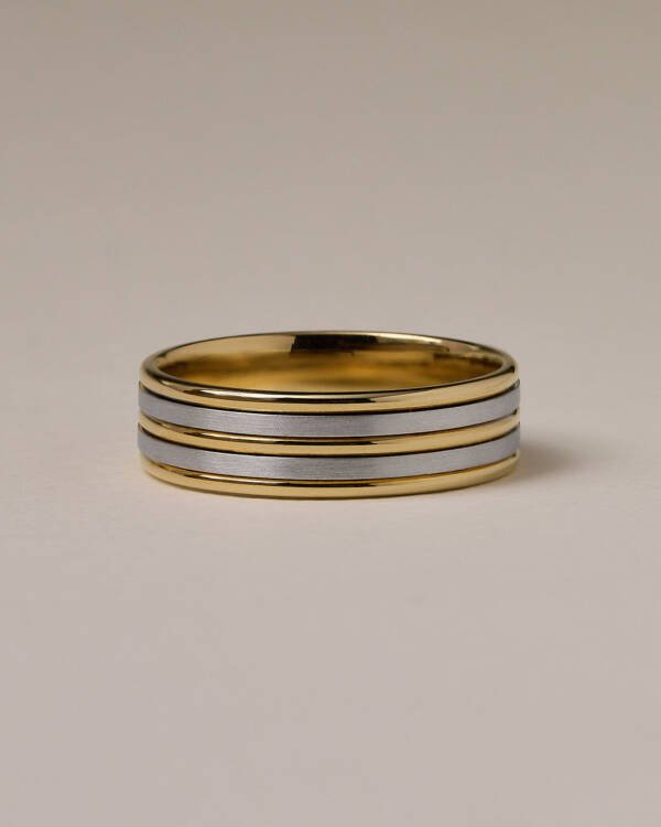 6.5mm Double Bridge 2-toned Mens Wedding Band