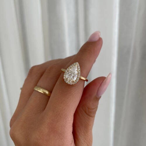 2.5ct Pear Moissanite With Halo and Cathedral