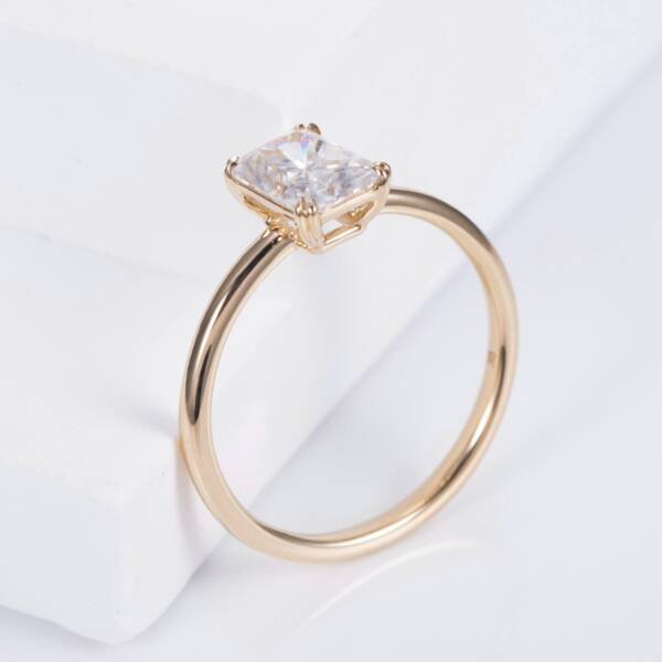 2ct Radiant Moissanite with Double claws in a low solitaire setting - Image 5