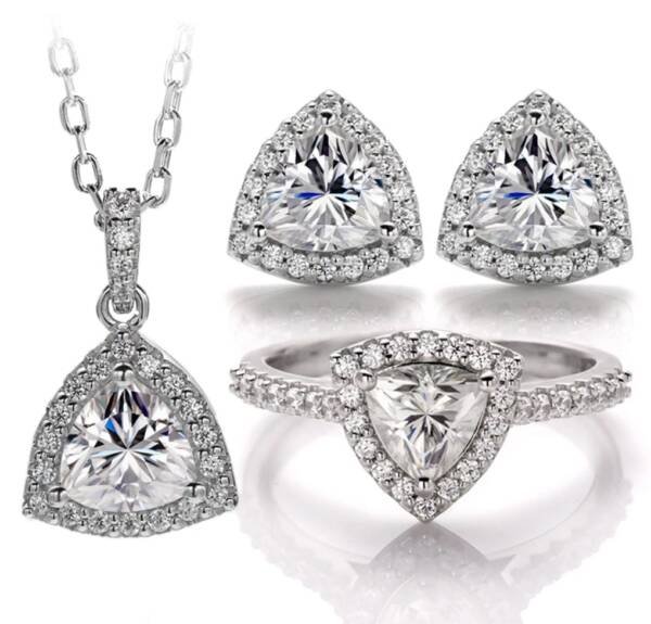 3-Piece Sterling Silver Moissanite Jewelry Set - Image 2
