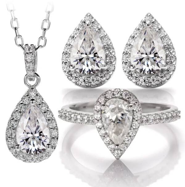 3-Piece Sterling Silver Moissanite Jewelry Set - Image 3