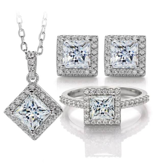 3-Piece Sterling Silver Moissanite Jewelry Set - Image 4