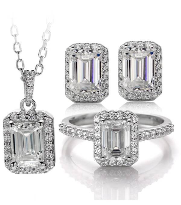 3-Piece Sterling Silver Moissanite Jewelry Set