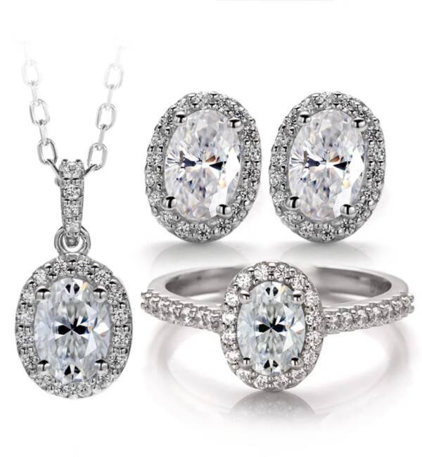 3-Piece Sterling Silver Moissanite Jewelry Set - Image 6
