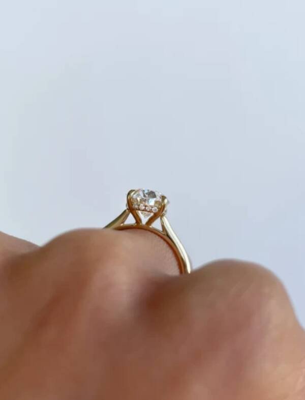 2.5ct 4 claw Oval Moissanite Tapered Cathedral - Image 3