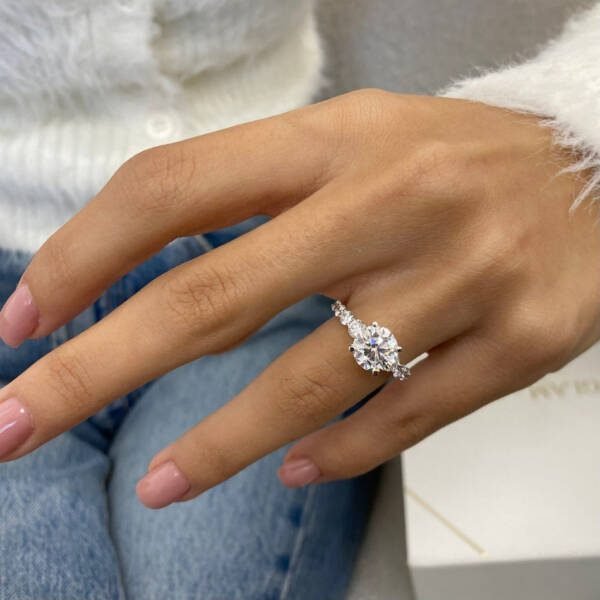 2CT Brilliant Round Moissanite Pave Setting Engagement Ring - Image 4