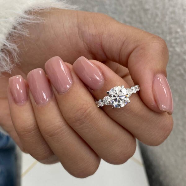 2CT Brilliant Round Moissanite Pave Setting Engagement Ring