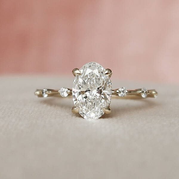 1.50CT Oval Cut Moissanite Halo Eternity Bridal Engagement Ring Set - Image 8