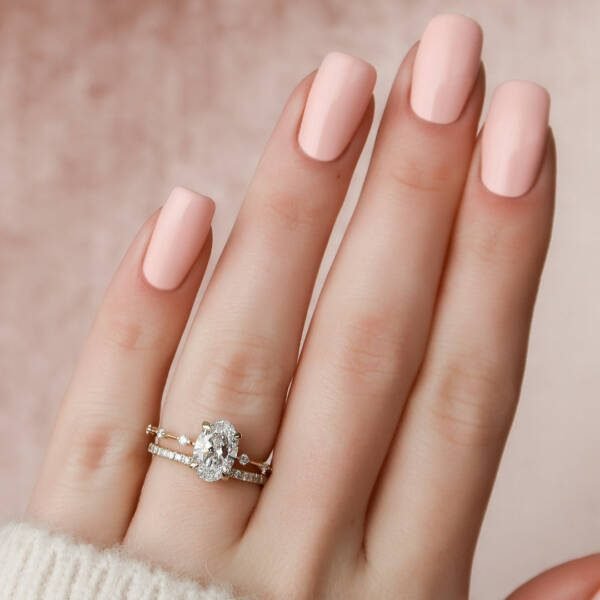 1.50CT Oval Cut Moissanite Halo Eternity Bridal Engagement Ring Set - Image 5