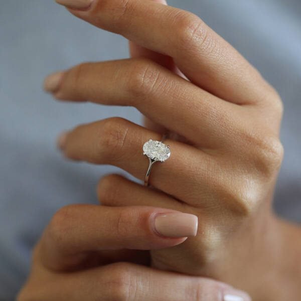 1.5CT Oval Cut Solitaire Moissanite Engagement Ring - Image 3