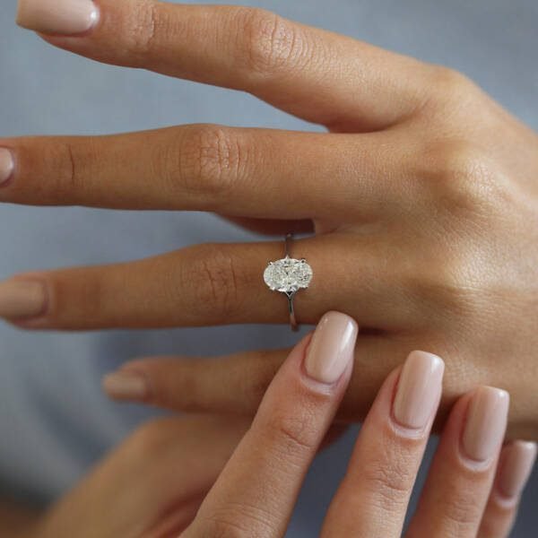 1.5CT Oval Cut Solitaire Moissanite Engagement Ring - Image 2
