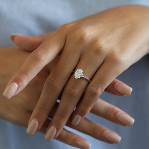 1.5CT Oval Cut Solitaire Moissanite Engagement Ring