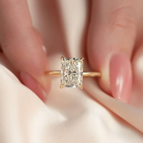 4ct Radiant Moissanite With Hidden Halo