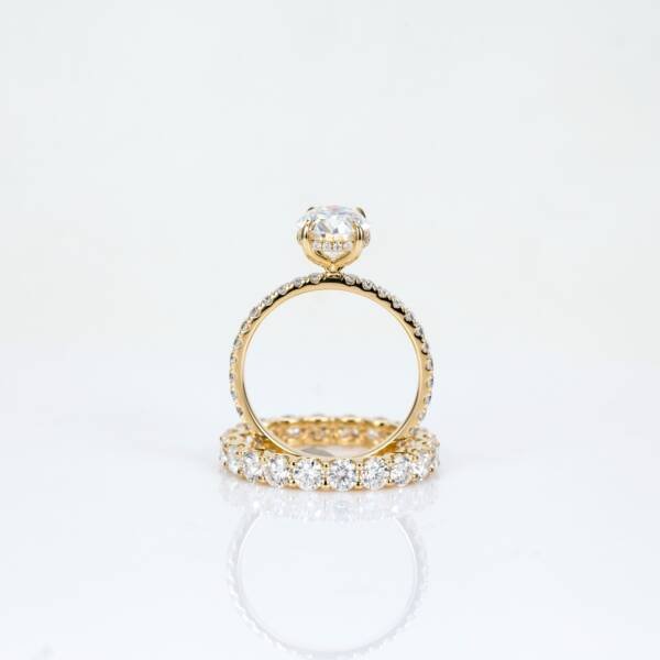 3.0CT Oval Cut Moissanite With Hidden Halo & Full Eternity Bridal Engagement Ring Set - Image 9