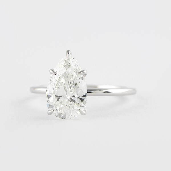 1.50CT Pear Cut 5 Prongs Moissanite Solitaire Engagement Ring - Image 2