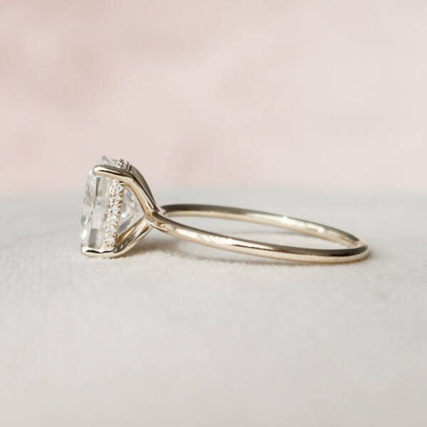 2.0CT-4.0CT Elongated Cushion Cut Moissanite Hidden Halo Engagement Ring - Image 5