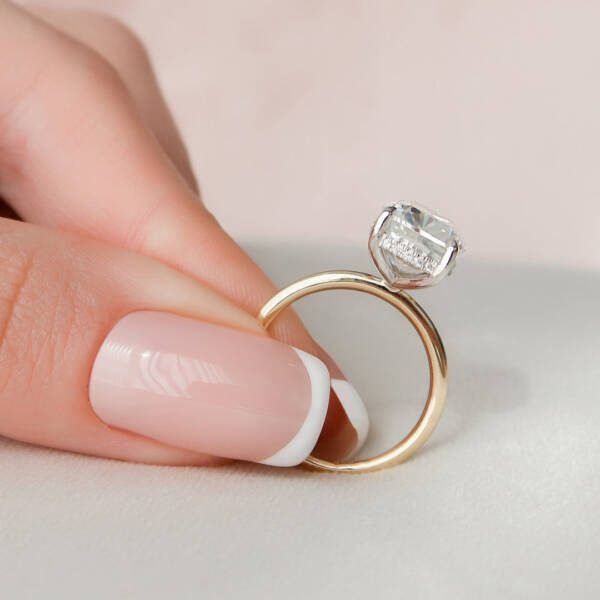 2.0CT-4.0CT Elongated Cushion Cut Moissanite Hidden Halo Engagement Ring - Image 3