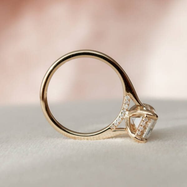 2.0CT-4.0CT Emerald Cut Moissanite Hidden Halo Engagement Ring - Image 4