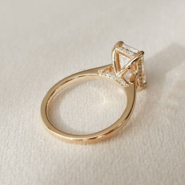 2.0CT-4.0CT Emerald Cut Moissanite Hidden Halo Engagement Ring - Image 3