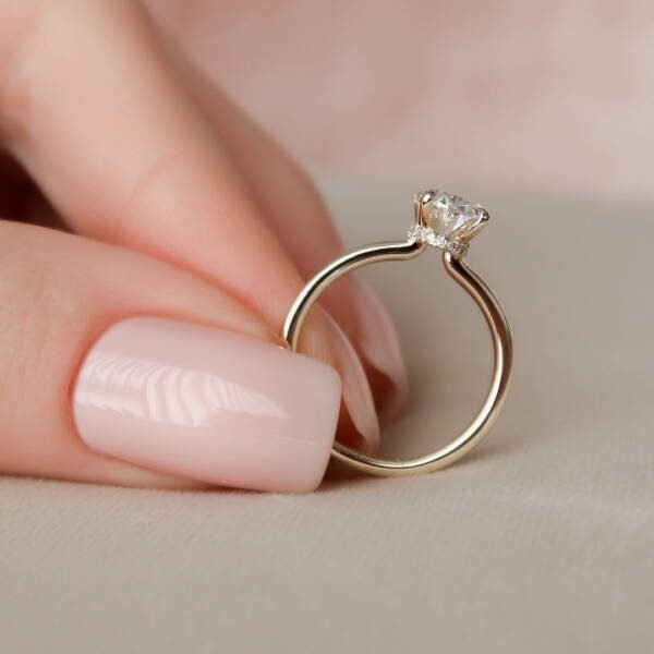 1.50CT Oval Cut Moissanite Hidden Halo Eternity Bridal Engagement Ring Set - Image 4