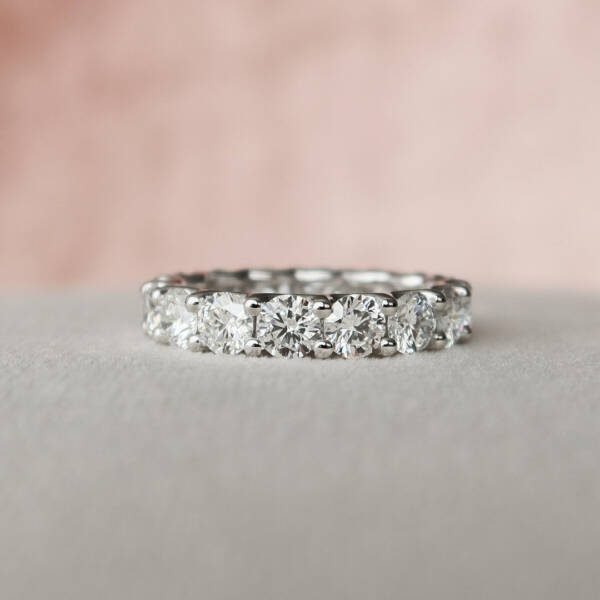 3.0CT Oval Cut Moissanite With Hidden Halo & Full Eternity Bridal Engagement Ring Set - Image 6