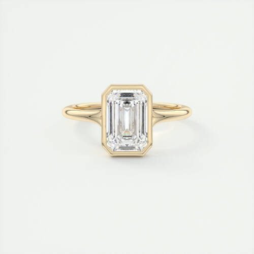 2CT-3CT Split Shank Emerald Bezel Set Solitaire Engagement Ring