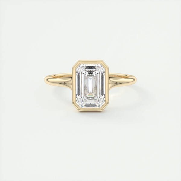 2CT-3CT Split Shank Emerald Bezel Set Solitaire Engagement Ring