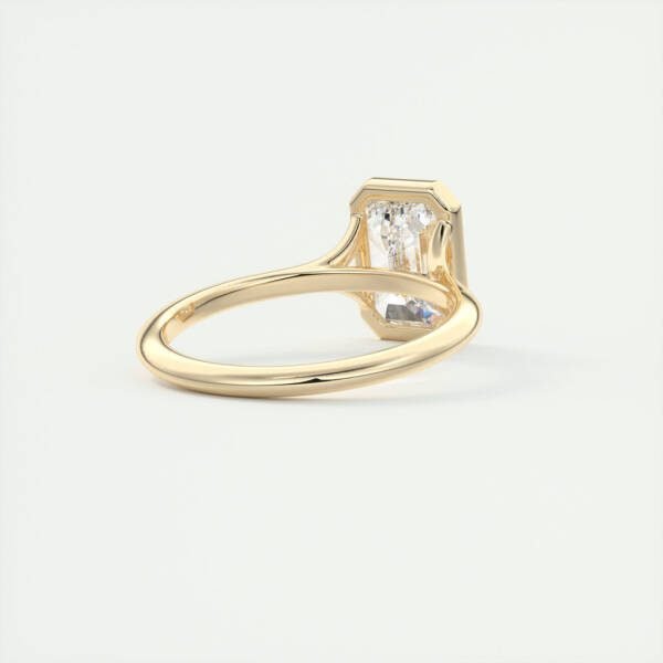 2CT-3CT Split Shank Emerald Bezel Set Solitaire Engagement Ring - Image 3