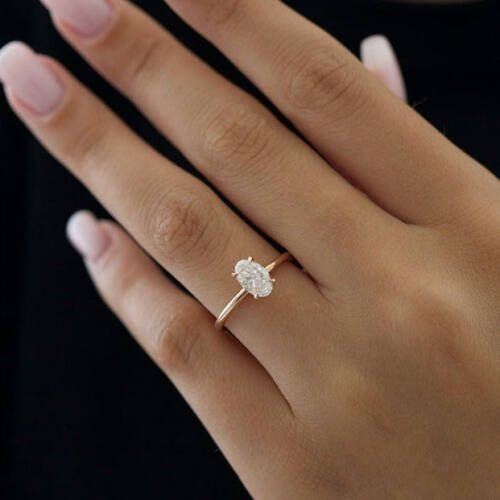 1.70ct Oval Moissanite Solitaire Diamond Engagement Ring